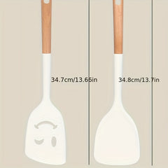 Silicone Cooking Tools Set Non Stick Spatula Soup Spoon Baking Utensils