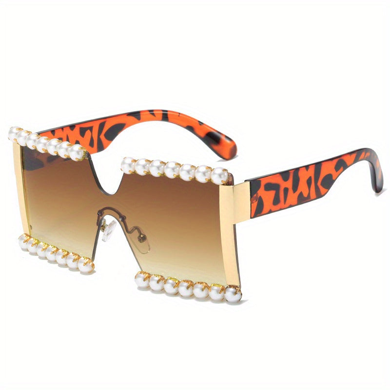 Y2K Women's Faux Pearl Sunglasses Gradient UV400