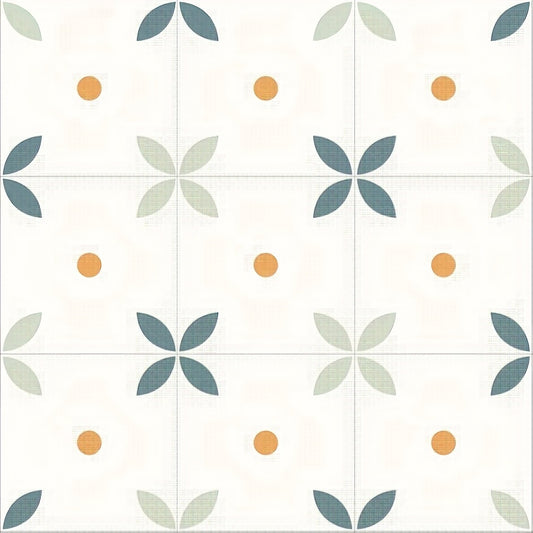 1x11.8 Inch Dollhouse Floor Tile Model PU Leather Floral Pattern Orange Flowers