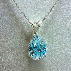 925 Silver Teardrop Gemstone Zircon Pendant Necklace