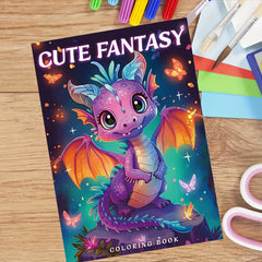 22 Page Fantasy Dragon Coloring Book with Numbered Sections No Bleed Through