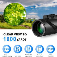 High Power Monocular Telescope for Bird Watching Hiking