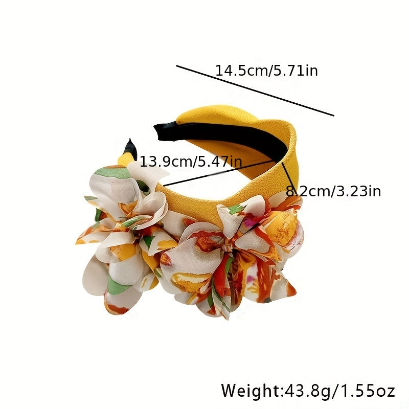 Boho Flower Wide Headband Leopard Floral Print