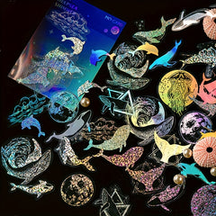 45pcs Glitter Laser Sticker Set for Literature Art Scrapbooking & DIY