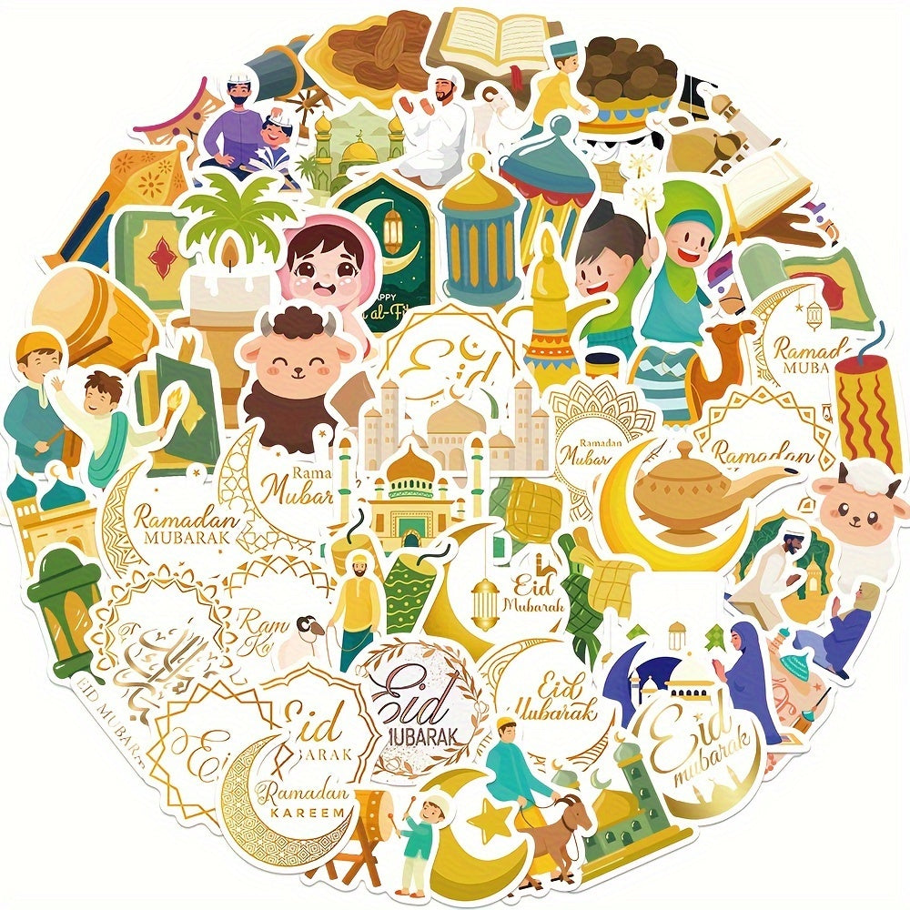 70pcs Eid Al Fitr Graffiti Stickers Waterproof PVC Decoration Stickers