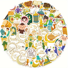 70pcs Eid Al Fitr Graffiti Stickers Waterproof PVC Decoration Stickers
