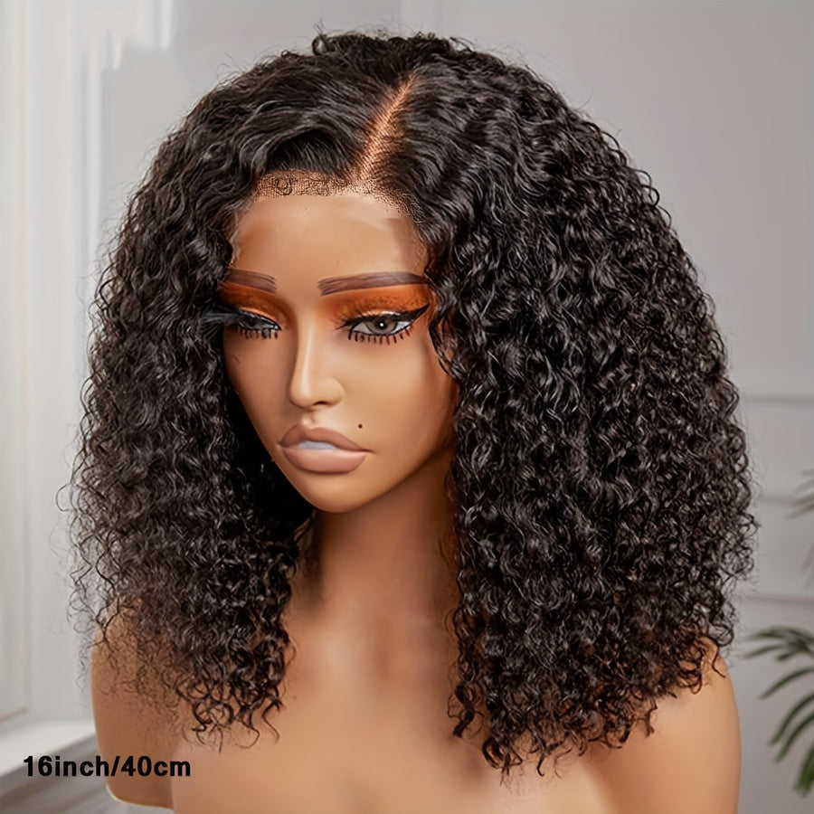 Glueless Kinky Curly Lace Front Wig Human Hair 180 Density
