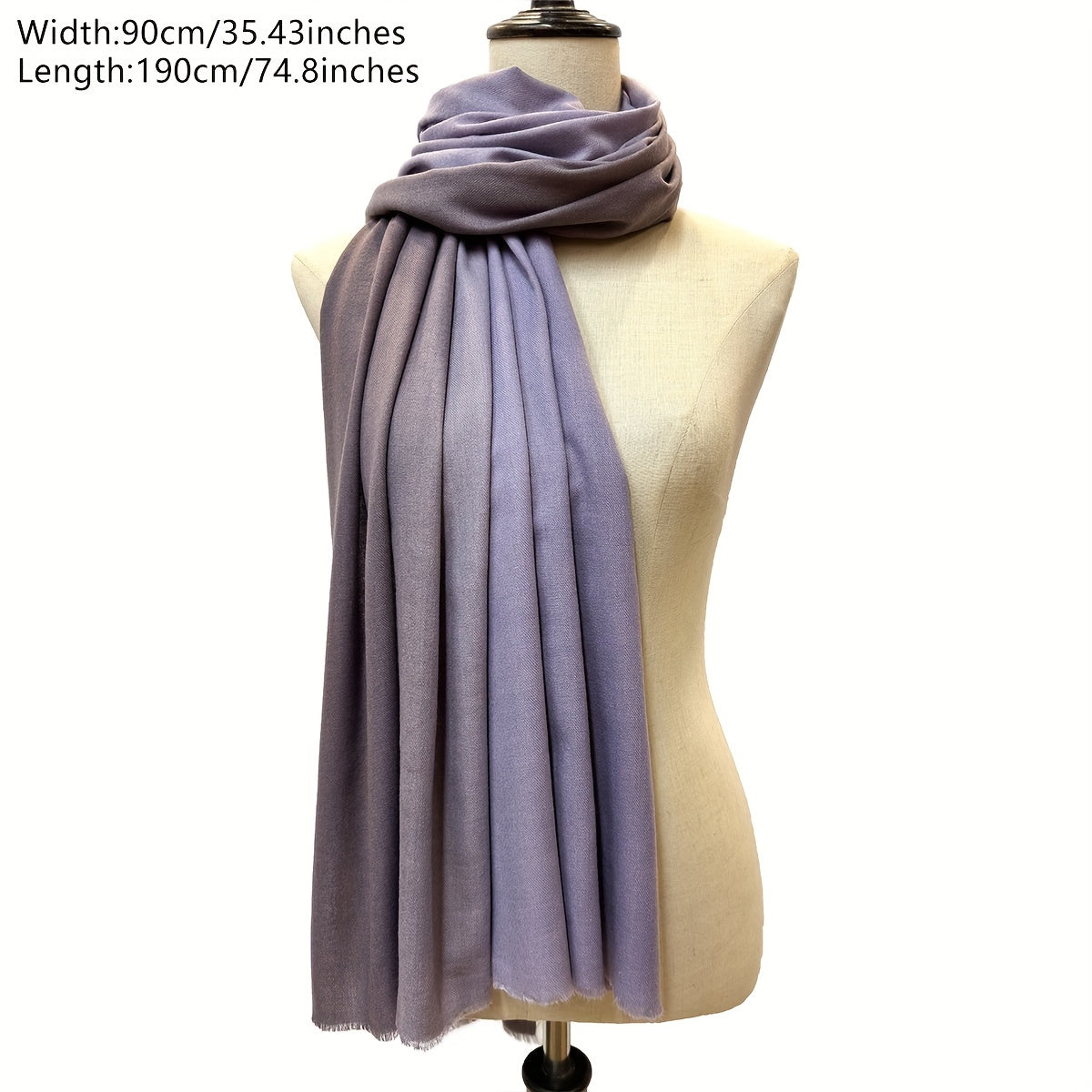 Gradient Cashmere Scarf Vintage Raw Edge Shawl