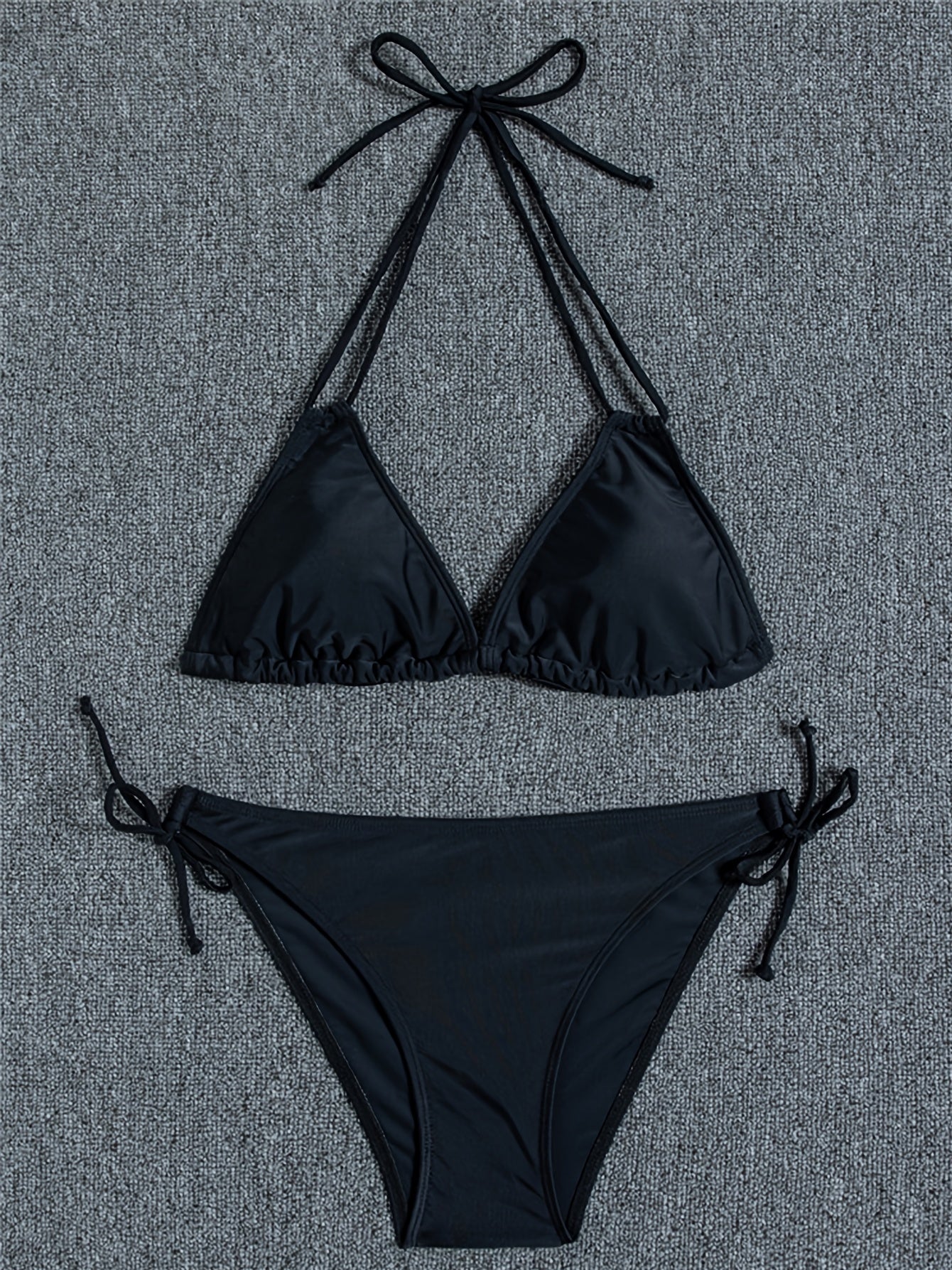 Triangle Bikini Set Halter Backless Tie Side High Cut 2 Pieces Swimsuit