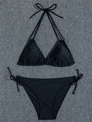 Triangle Bikini Set Halter Backless Tie Side High Cut 2 Pieces Swimsuit