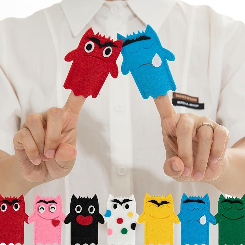 7pc Emotional Monster Plush Hand Puppets DIY Material Pack Fun Dura