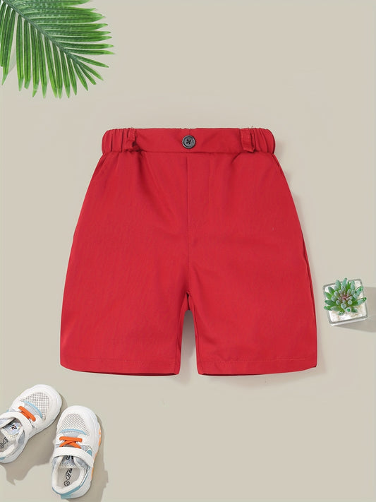 Boys Solid Elastic Waist Shorts for Summer Outdoor
