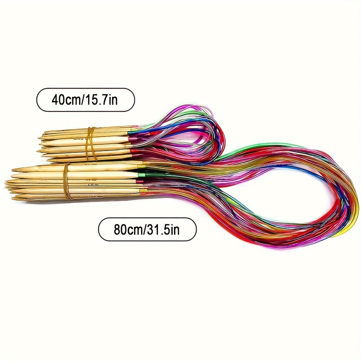 18pcs Circular Knitting Needles Bamboo Crochet Sewing Hooks Set