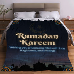 Ramadan Element Flannel Blanket Prayer Blessing Star Moon Warm Soft