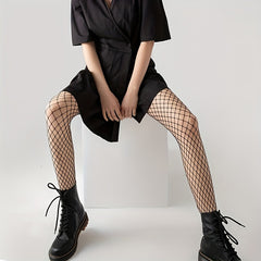 Fishnet Tights High Waist Footed Mesh Pantyhose Women's Stocking