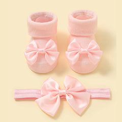 Baby Girls Bow Headband & Socks Gift Set