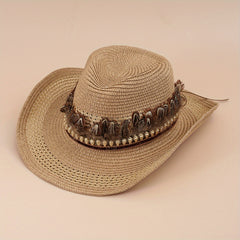 Ethnic Style Straw Cowboy Hat Skull Tibetan Vacation Beach Hat