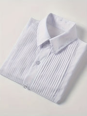 Boys Solid Formal Top Short Sleeve Lapel Shirt