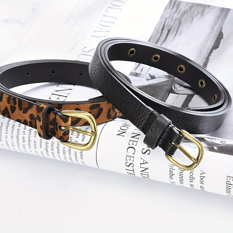 Leopard Print PU Belt Unisex Casual Pin Buckle Belt
