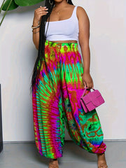  Tie Dye Print High Rise Lantern Pants