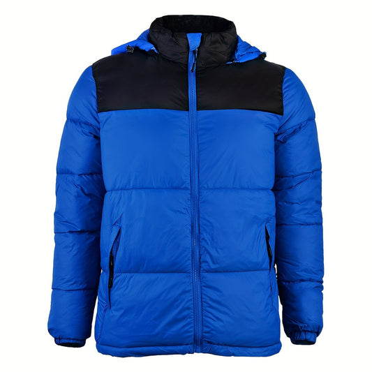 Men's Warm Hooded Coat Thick Zip Padded Windproof Jacket