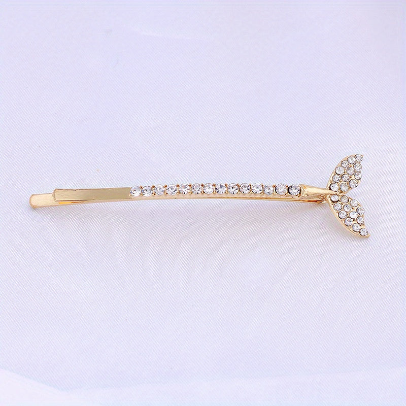 Faux Pearl Mermaid Hair Clip Rhinestone Bangs Clip Hair Jewelry