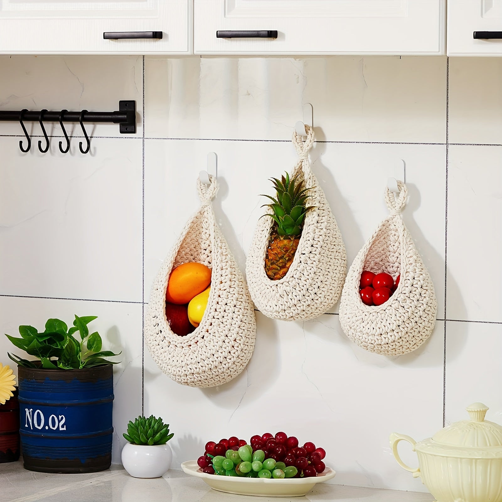 Bohemian Style Woven Basket for Fruits and Vegetables