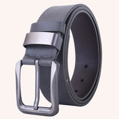 Men's Grey PU Leather Flat Belt