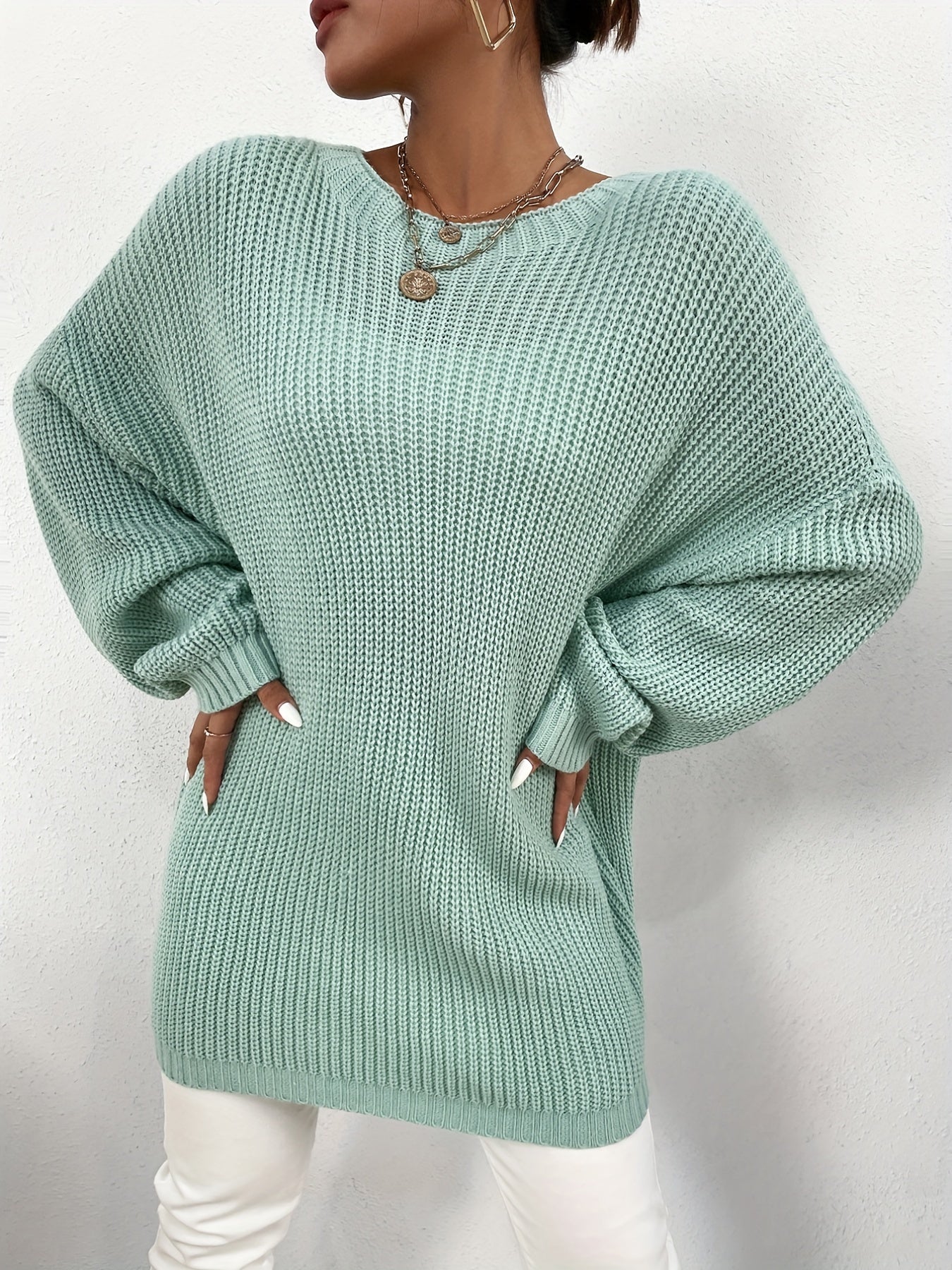 Versatile Knit Sweater Casual Crew Neck Long Sleeve Women's Clothing
