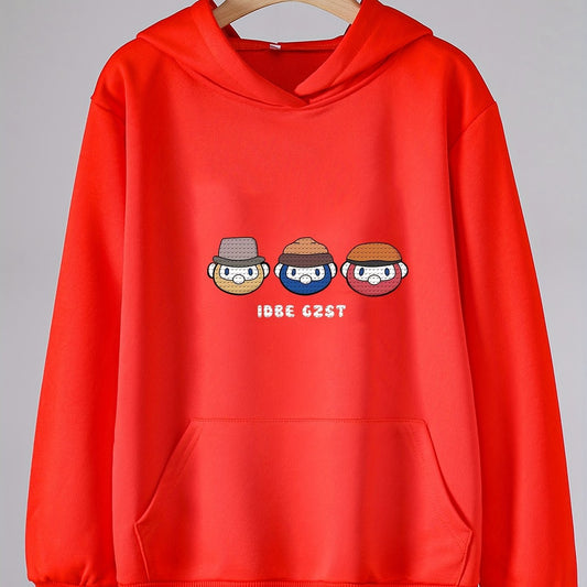 Girls Hooded Sweatshirt Boys Pattern Long Sleeve Pullover