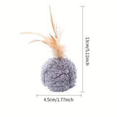 Interactive Cat Teaser Toy Plush Ball with Feathers