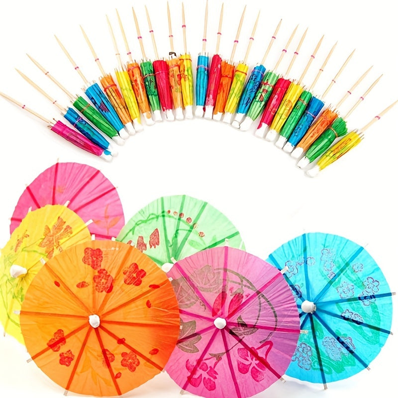 50 Coconut Tree Umbrella Picks for Pool Party Decorations and Summer Supplies