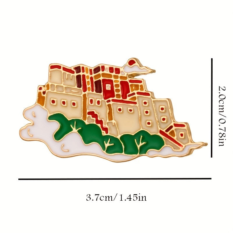 Chinese Style Scenic Monument Brooch DIY Clothes Hat Bag Backpack Accessory