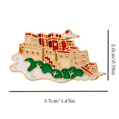 Chinese Style Scenic Monument Brooch DIY Clothes Hat Bag Backpack Accessory