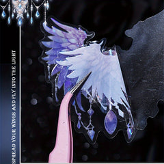 20pcs Angel Wings Theme Stickers Shimmery Glitter Self-adhesive PET Plastic