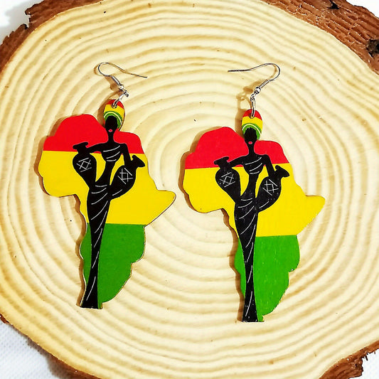 Geometric African Map Dangle Earrings Resin Jewelry Gift