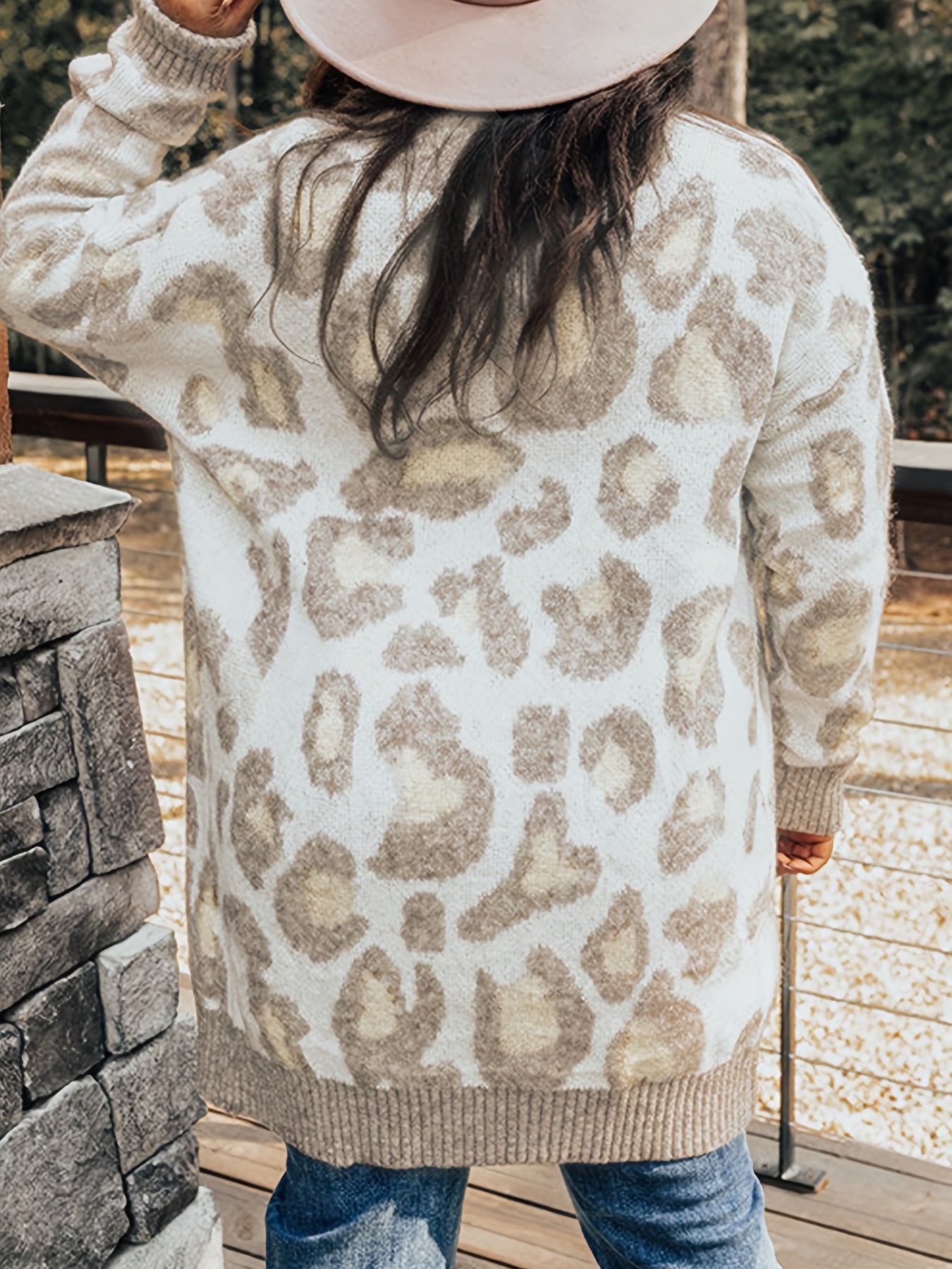  Leopard Print Open Front Cardigan