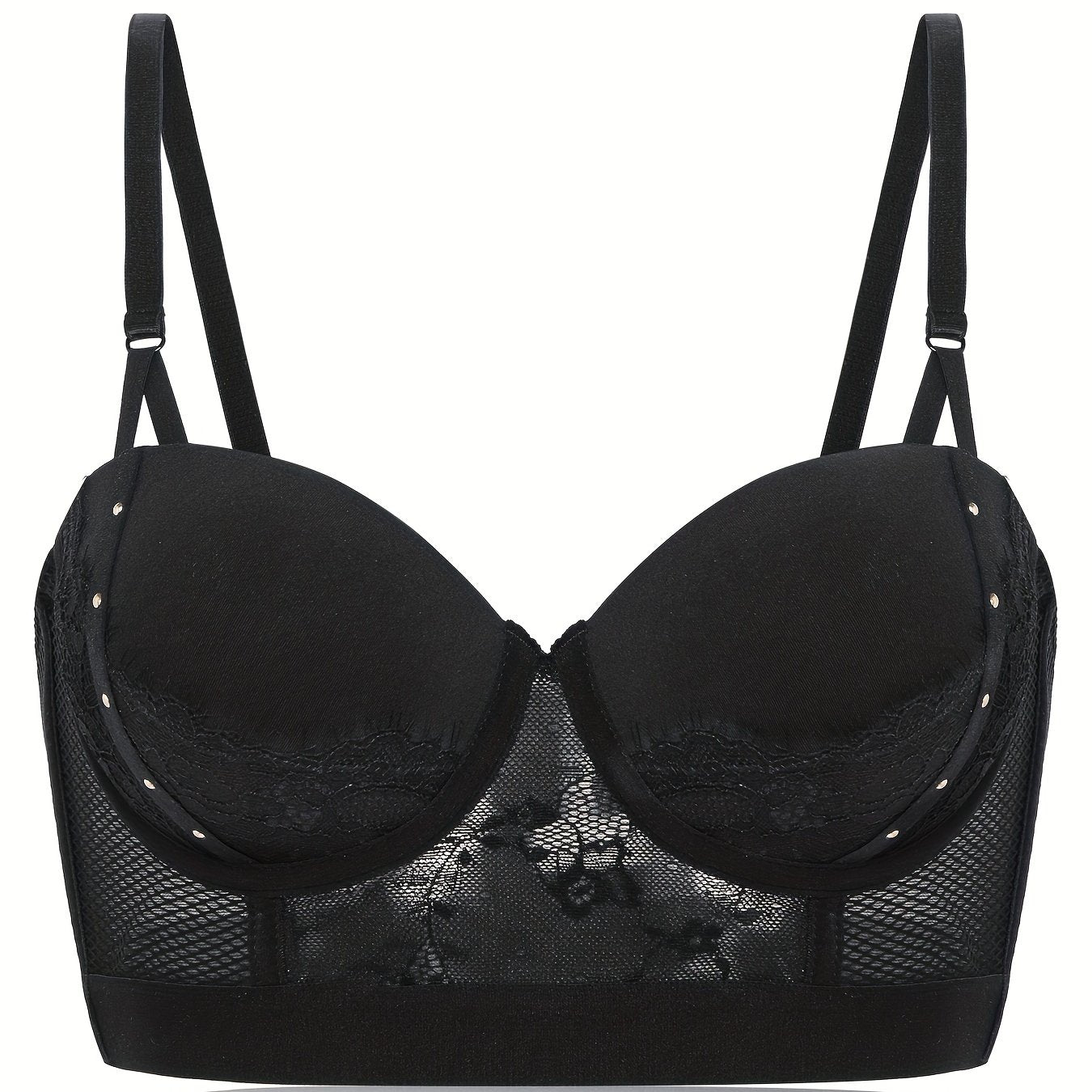 Push Up Bra with Contrast Lace Detail