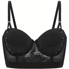 Push Up Bra with Contrast Lace Detail