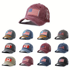 Red Flag Pattern Casual Style Baseball Cap With Red Embroidered Letters