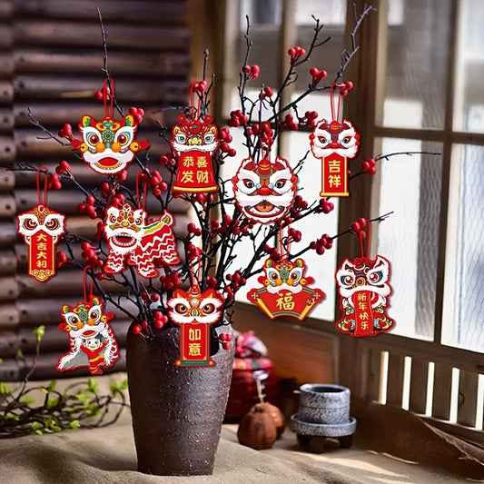 10pcs Year Of The Dragon Spring Decoration Tags - Lion Pendants
