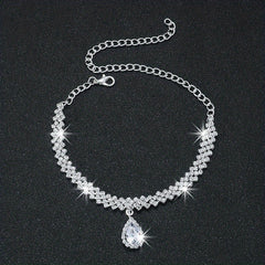 Heart Shape Rhinestone Pendant Chain Anklet Jewelry Gift