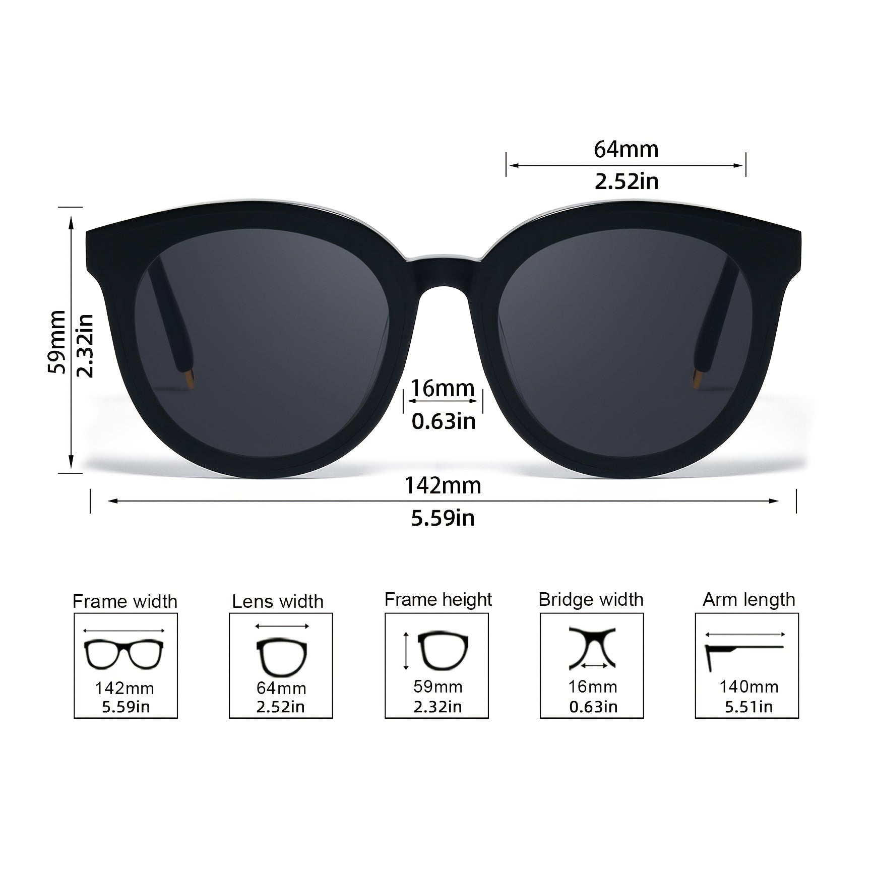 Round Sunglasses Anti Light Nylon Lens Glasses UV400
