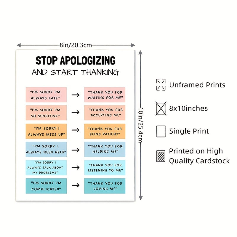 Thank, Don't Apologize: Mental Health Poster for Therapists