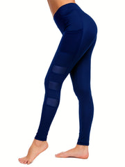 Mesh Contrast High Waist Yoga Leggings for Women