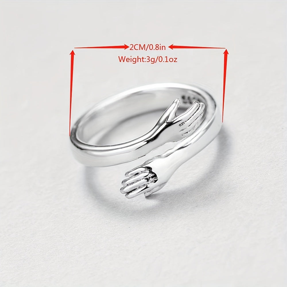 Romantic Double Section Love Hug Ring Adjustable Finger Ring