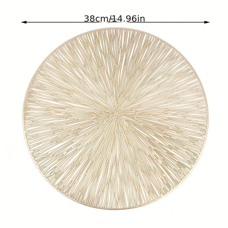 6pcs Fireworks Bronzing PVC Placemats Hollow Out Washable Reusable