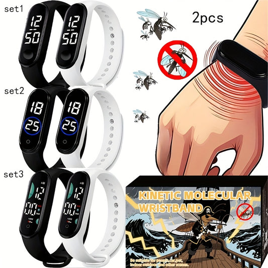 2pc Digital Cartoon Bracelets for Teens with TPU Strap