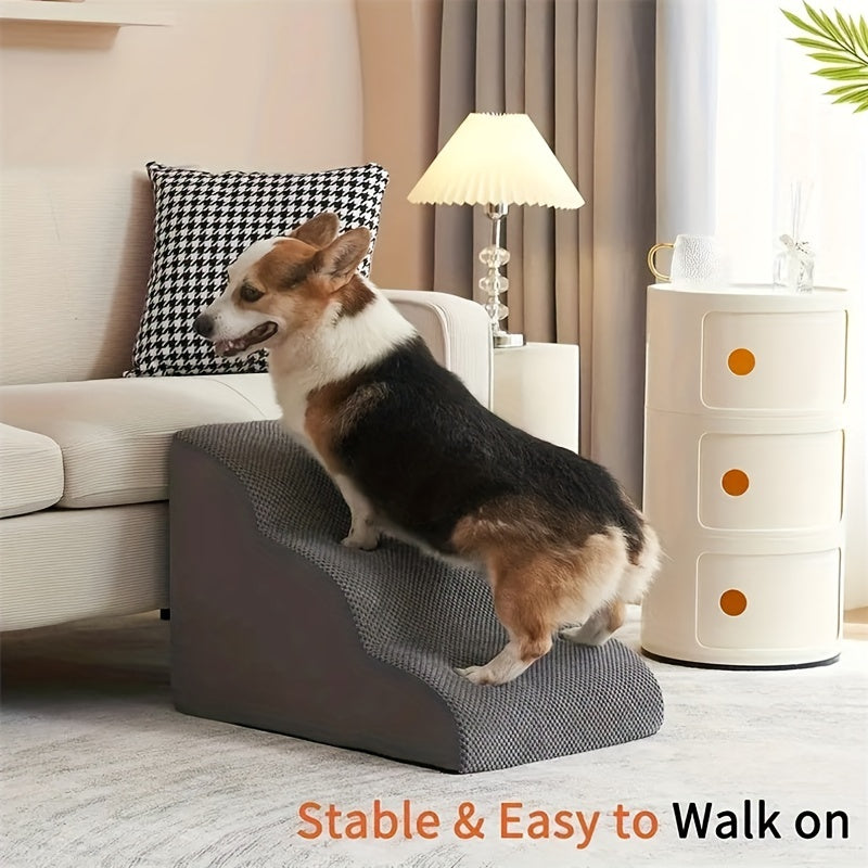 3-Step Pet Stairs for High Beds and Couch, Folding Dog Steps