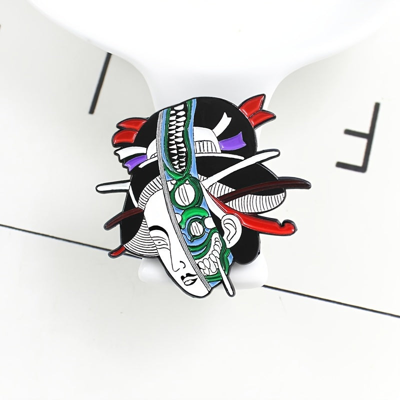 Zombie Face Ghost Kabuki Brooch Pin